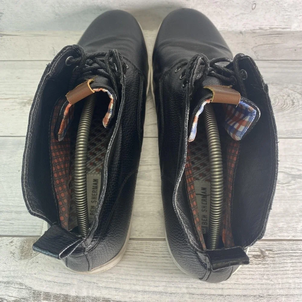 Ben Sherman Chukka Boots Mens 12 Black Leather Pebble Lace Up Casual Comfort